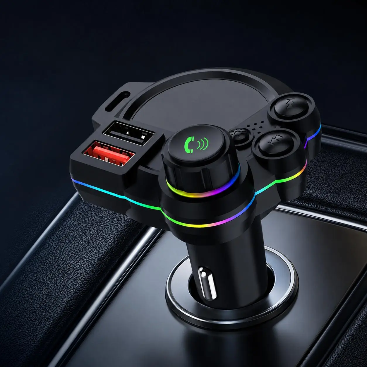 Car FM Bluetooth Transmitter - Bluetooth 5.3 Car MP3 Player with PD QC Fast Charge, Hands-Free Kit, USB & TF Card Music Play Support