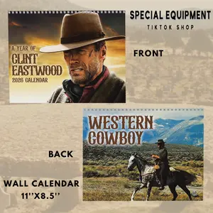 Western Cowboy Clint Eastwood 2026 Calendar Cowboy Movies Quotes Wall Calendar Best Xmas Gift for Husband