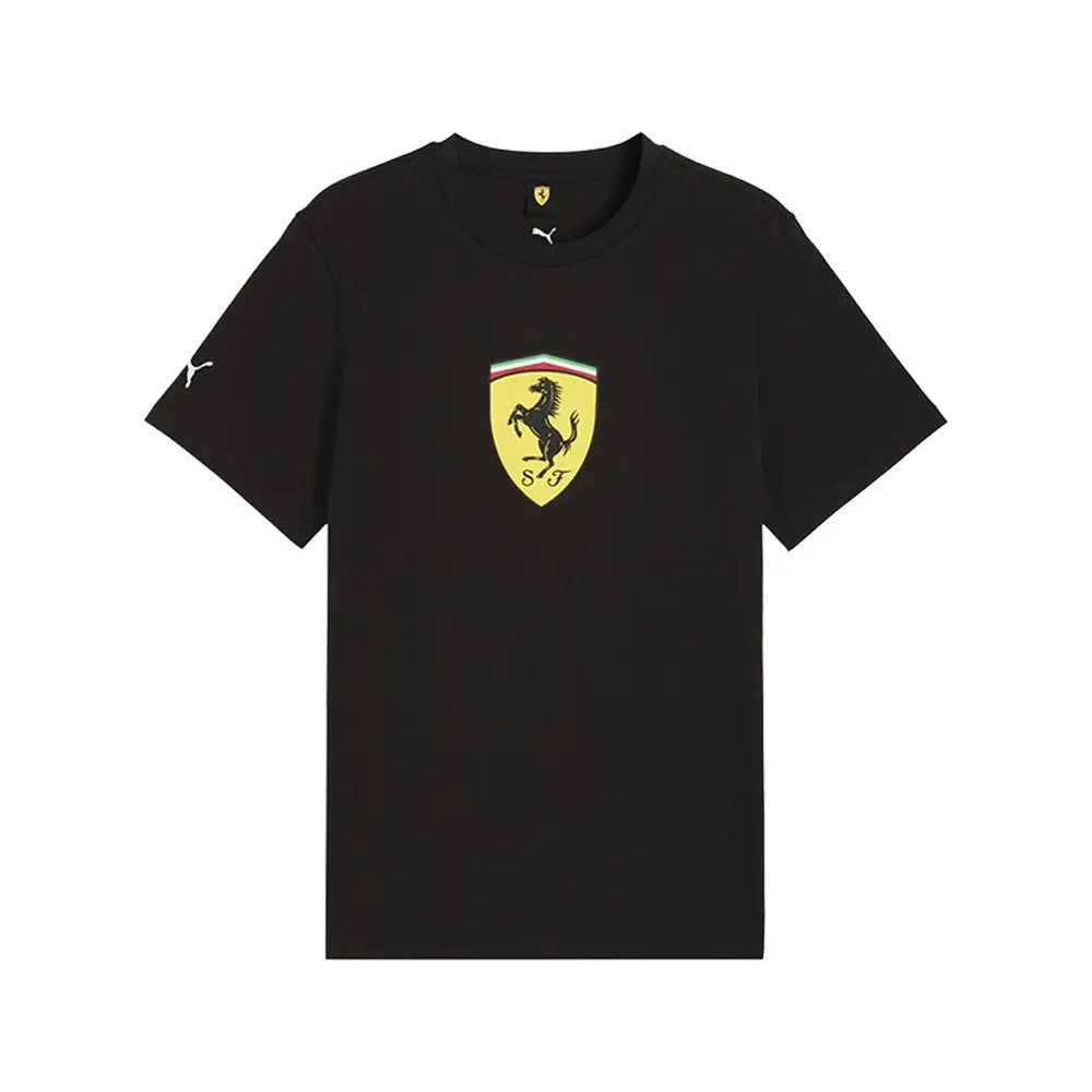 PUMA Mens Scuderia Ferrari Colored Shield Graphic Crew Neck Short Sleeve Casual Tops Casual - Black