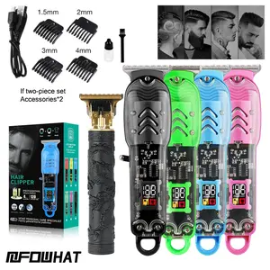 Electric Hair Clipper Transparent Rechargeable Electric Razor Trimmer Adjustable Professional Cordless Barber Clippers Free Haircut Set For Men