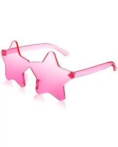 2-pack of star sunglasses, colored star glasses, transparent candy-colored sunglasses, unisex, photo props, birthday parties, role-playing.