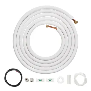 VEVOR 25FT Mini Split Line Set, TikTokShopBlackFriday, 1/4" & 1/2" O.D Copper Pipes Tubing and Triple-Layer Insulation, for Air Conditioning or Heating Pump Equipment & HVAC with Rich Accessories (27ft Connection Cable)