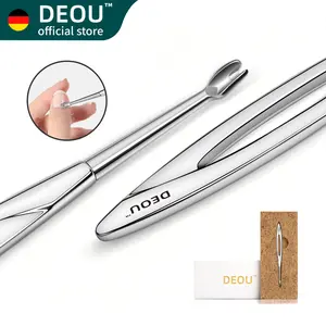 DEOU Cuticle Pusher with Hollow Stainless Steel Handle for Dead Skin Removal & Nail Shaping Nail Art Design Tool for Salon-Quality Care