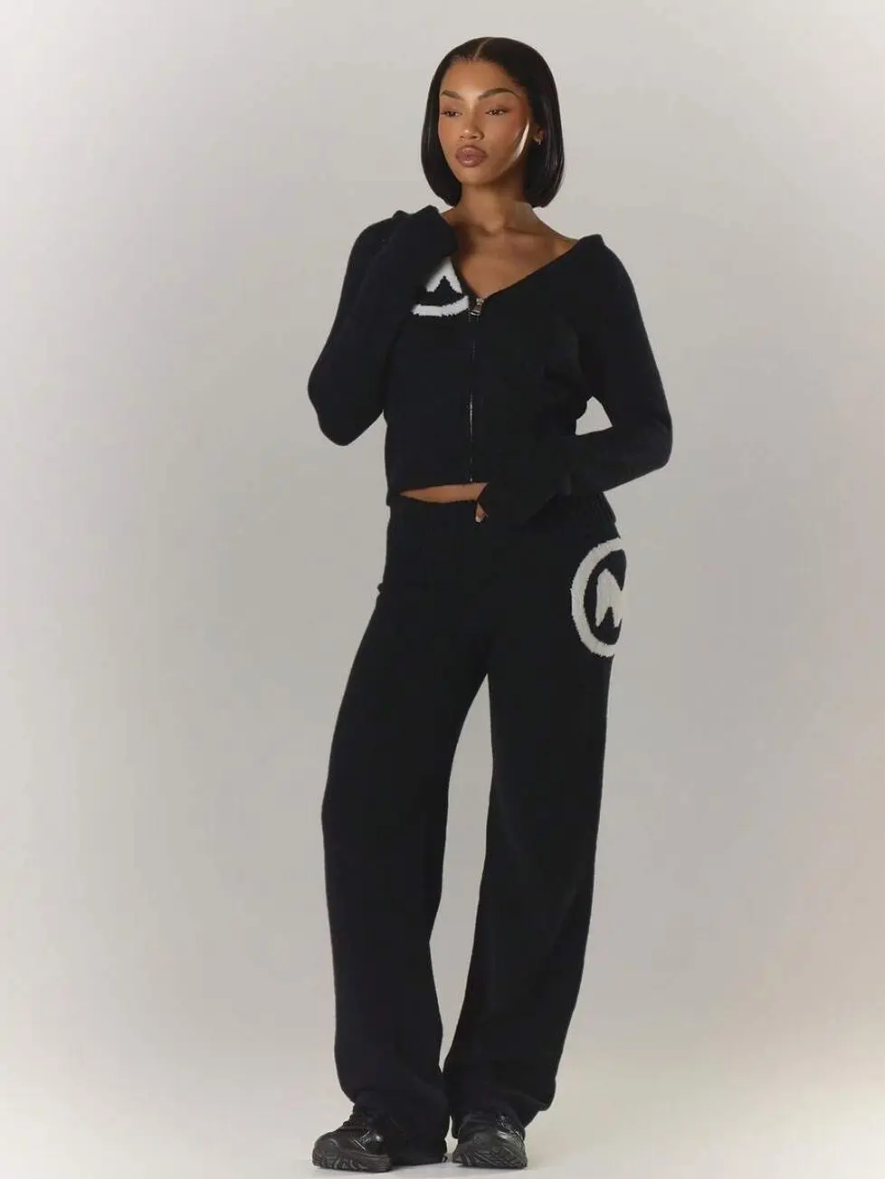 Women's Y2K Ribbed Flared Pants – Trendy Fold Over Waist Trousers with Buckle Detail
