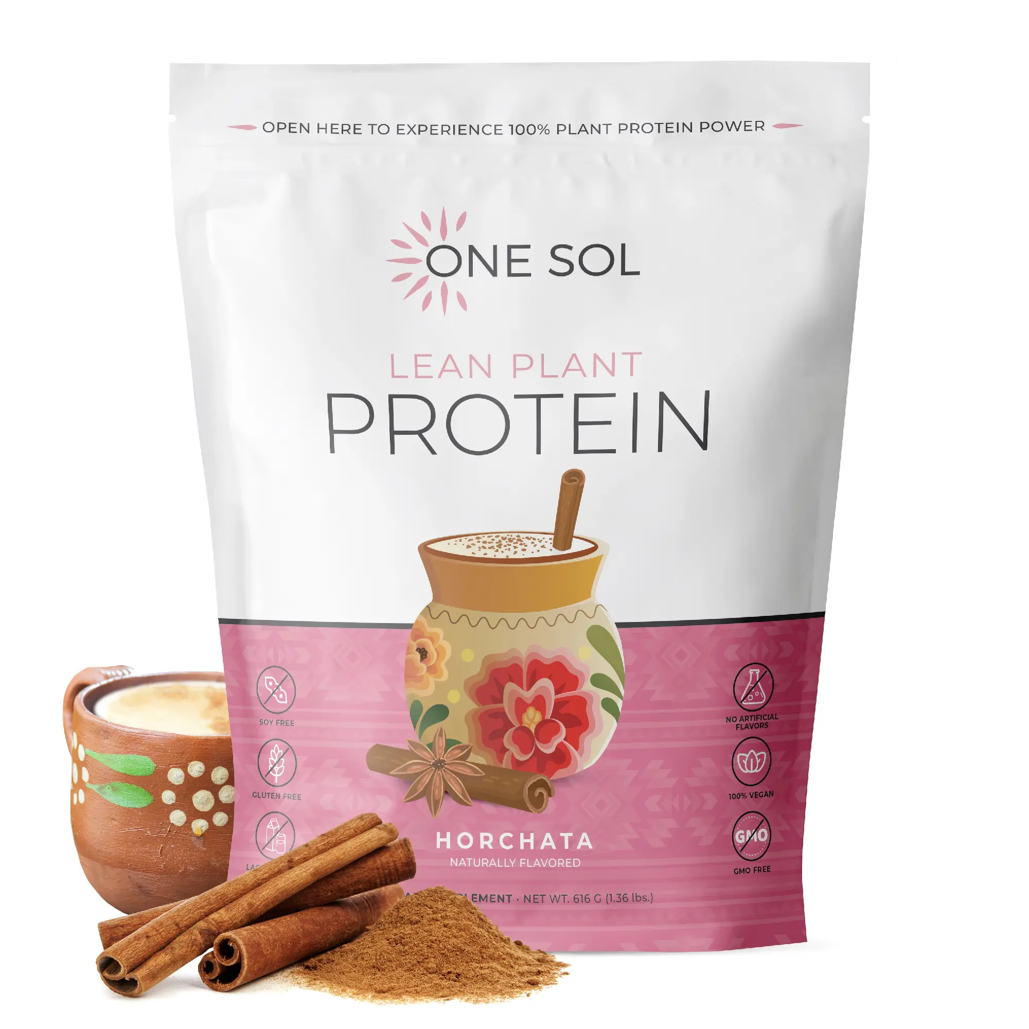 ne Sol Lean Plant-Based Protein Powder, Horchata Flavor, Pea & Brown Rice Protein, Low Carb, Vegan Friendly - Gluten, Lactose, & Soy Free - No Added Sugar, Non-GMO, Clean Nutrition, No Bloating