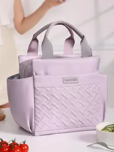 Letter Patched Solid Large Capacity Durable Lunch Bag, Back To School, Portable Insulated Lunch Bag, Waterproof Lunch Box Bag for Women & Men, Lunch Bags Women, Lunch Box Organizer for Home & Office & School