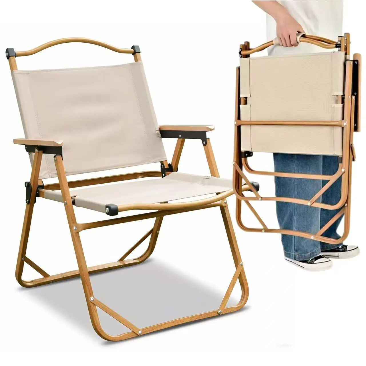 Folding Camping Chair 1/2 Pack Low Profile Heavy Duty Portable with Solid Steel Frame for Beach Lawn Hiking Hunting Travel BBQ Tailgating