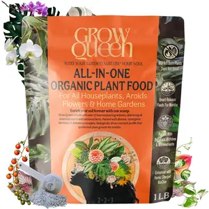 Grow Queen Organic Plant Food for Houseplants Aroids Cactus Succulents 1lb Feeds 50 Gallons Instantly & Slow Release Non-Burning Odorless Formula