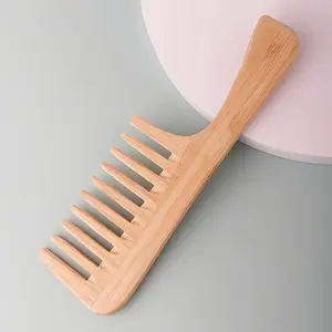 Bamboo Bamboo Detangling Comb, Hand-crafted Wide-tooth Design Hair Brush, Wet & Dry Use Hair Styling Comb for Daily Use, Detangling Hairbrush