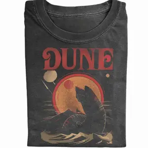 The Retro Dune Sandworm and Muad'dib Graphic T-Shirt, Crew Neck T-shirt, Trending T-shirt, Cotton Womenswear