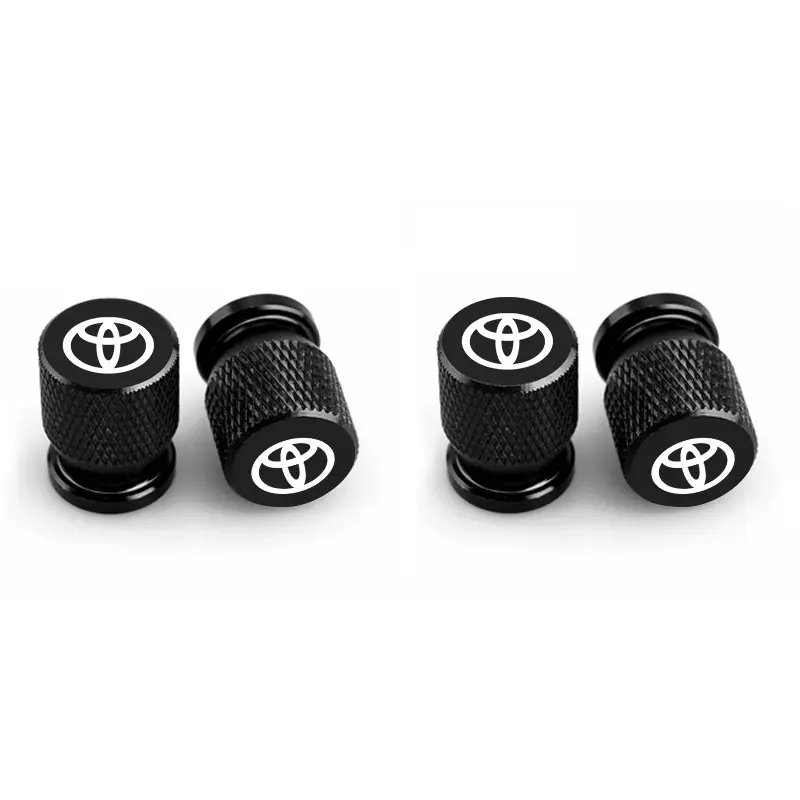 4-Piece Car Metal Tire Valve Stem Caps, Fits Toyota Corolla, RAV4, Levin, Yaris, C-HR, Camry, Prado & Prius, Durable Car Accessory