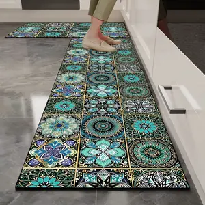 Vintage Kitchen Rug, L-Shape Corner Mat, Anti-Slip, Durable, Comfortable, Minimalist Style, Suitable for Kitchen, Bathroom, Living Room