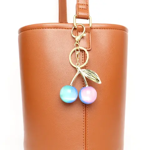 Elegant UV Vacuum Plated Resin Cat Eye Tricolor Cherry Keychain, Trendy Cute Keychain, Resin Keyring, Key Rings for Car Keys, Perfect Gift for Friends and Family, Ideal for Holidays