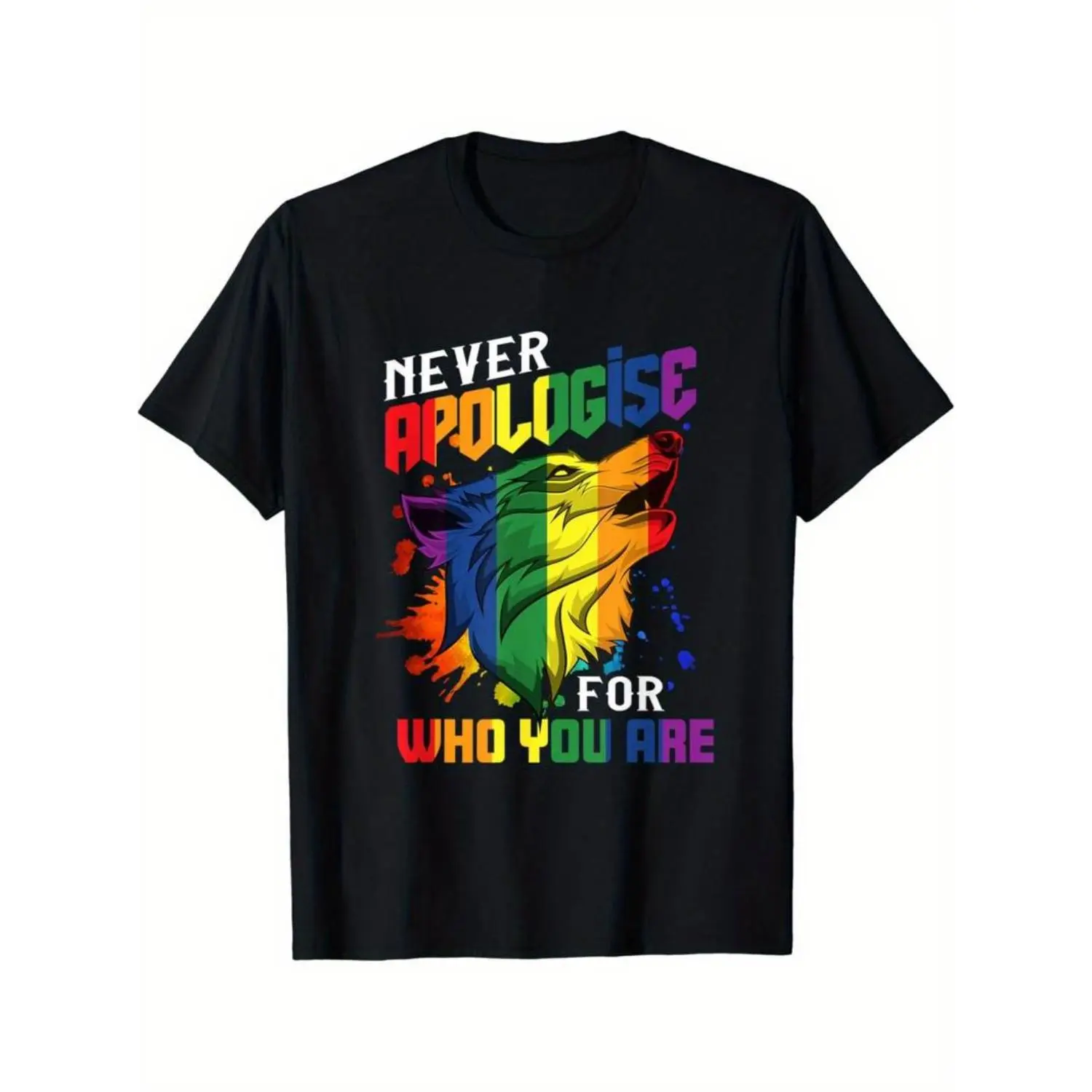 Summer t Shirts Gay Wolfs Rainbow Wolfs skin Gay Pride LGBT T-Shirt, Plus Size