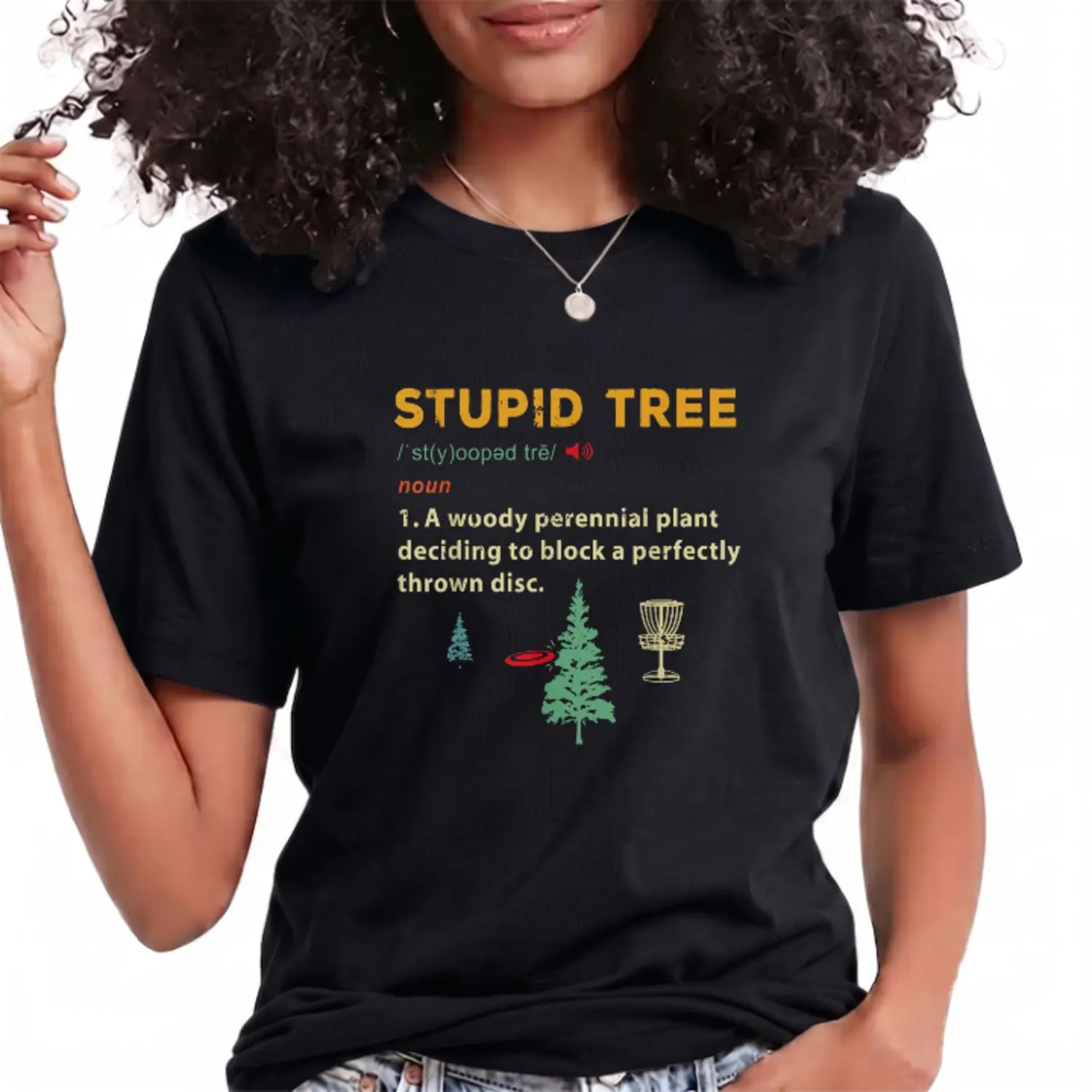 Stupid Tree Disc Golf Frisbee Golfing Sports Funny Gifts Summer Casual Short Sleeve Cotton T-Shirt