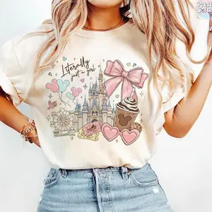 Graphci Coquette Bow Literally Just A Girl Shirt, Girl's Trip Shirt, Mick Minni Ears Park Trip Shirt, Magic Kingdom Youth & Adult Tee [Adult - Youth - Toddler Magic Kingdom]