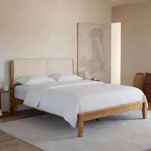 Yechen Bed Frame, Bamboo Platform Bed with Headboard, Noise Free Wood Slats and Metal Beam Support, Easy Assembly with Mortise & Tenon Joint, No Box Spring Needed, Japanese Style, (Queen, King) (Natural, Walnut)