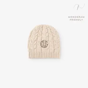 Wheat Horseshoe Cable Knit Baby Hat