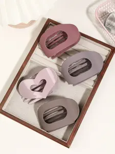 4pcs love duck bill clip, large duck bill hair clip-special for half high bun, round hair ring and ponytail, simple design, purple hair clip, suitable for daily commuting and formal occasions, strong ladies non-slip duck bill clip, styling hair clip