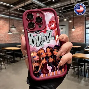 Trendy Bratz Doll Girls Cartoon Fashion Aesthetic Pattern Case for iPhone 17 16 15 14 Pro Max 13 12 11 XR XS Plus Air Slim Lightweight Shockproof Anti Drop Protective Durable TPU Cover