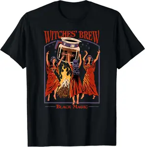100% Cotton Witches' Brew Magic Coffee Retro Dark Humor T-Shirt