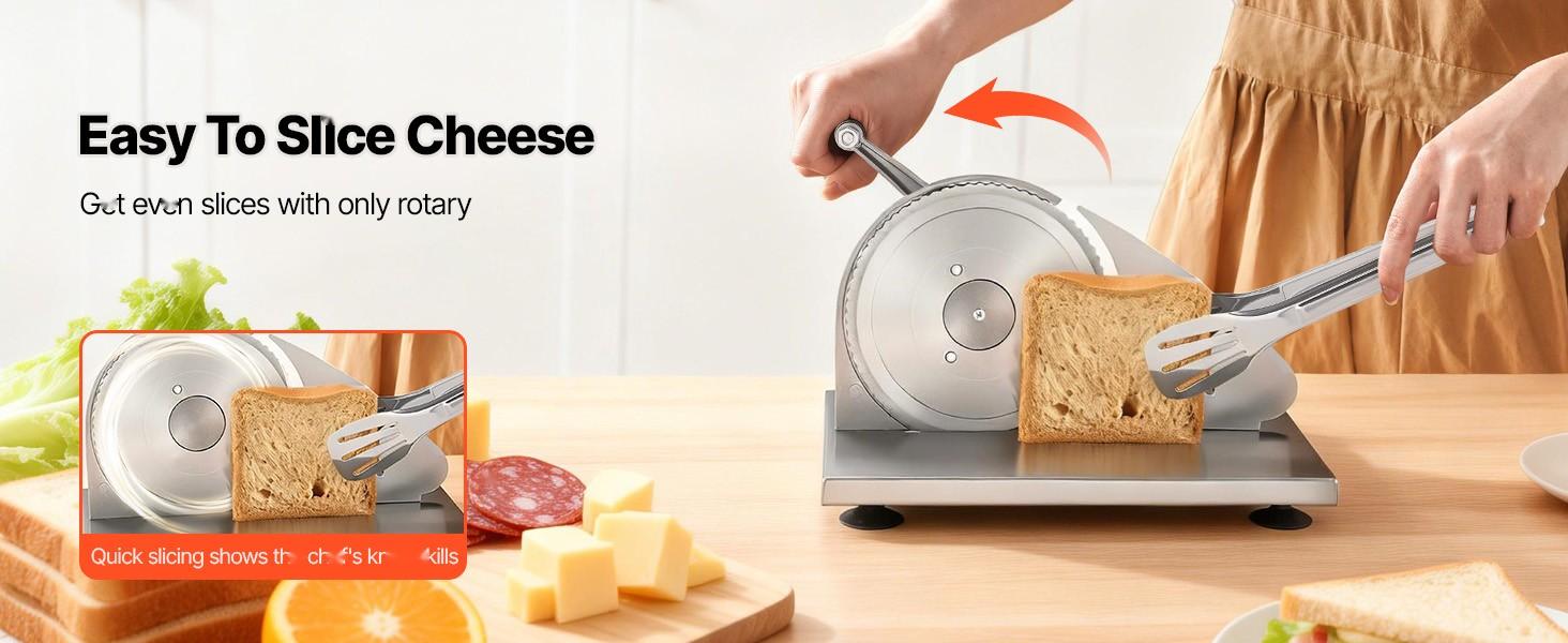Manual Bread Slicer with Adjustable Thickness 0 To 0.6 Inches, Hand-Cranked Slicer for Homemade Bread, Serrated Stainless Steel Blade for Kitchen, Home Use, Restaurant, Bakery, Catering and Party Prep