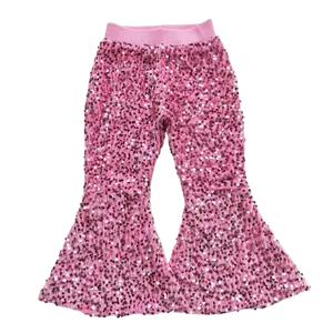 D5-27-- pants pink sequines Fashiogirlsn bell bottoms