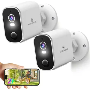 Symynelec 2K Wireless Outdoor Security Camera with AI Siren, Color Night Vision, Two Way Talk, IP65 Waterproof, AI Human Detection, Wi-Fi, Optional SD/Cloud Storage 2Pack