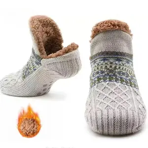 Super Warm Non-Slip Winter Floor Socks Velvet Slippers Sleep Socks for Women Men Snow Carpet Home Wear