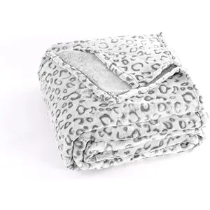 | Leopard Throw Blanket Fleece,  Lightweight Cozy Warm Plush Microfiber Bedspread for Couch Sofa and Bed (Gray,  (108 x 90 inches))