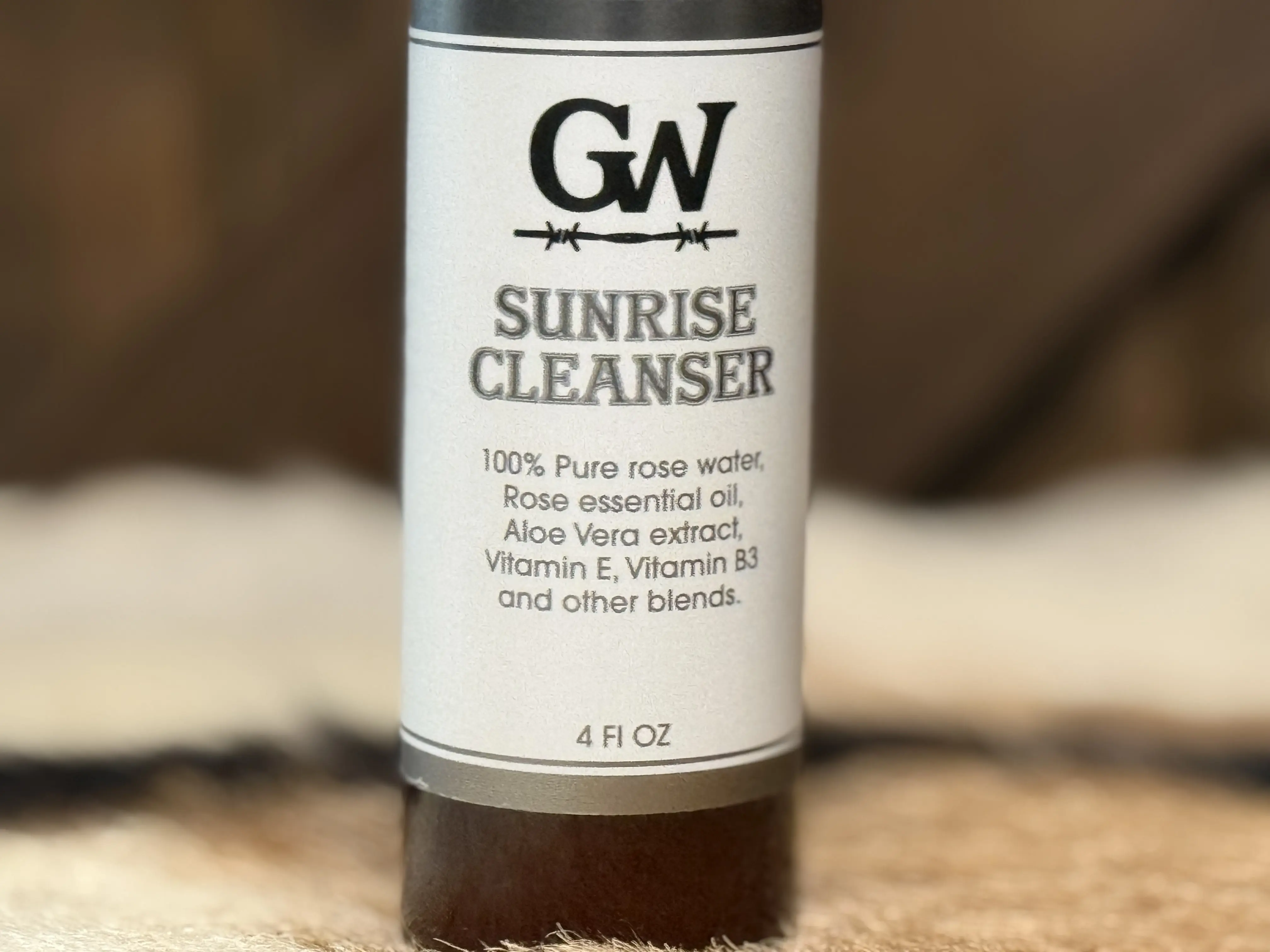 Sunrise Cleanser - Gentle Facial Cleanser with 100% Pure Rose Water, Rose Essential Oil, Aloe Vera Extract, Vitamin E & B3 4 FL OZ