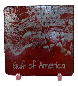 Gulf of America Original Design Laser Engraved Slate Platter for Cold Foods Display with Unique American Flag Pattern