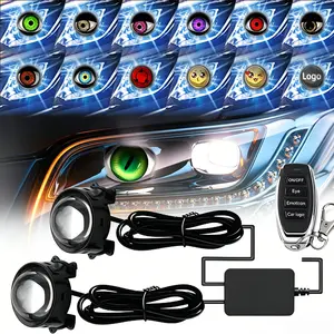 33 Modes Car Devil Eye LED Light with Remote Control, Dynamic Eye Projection Decorative Lamp, Adjustable Pattern Accent Light for Cars & Motorcycles
