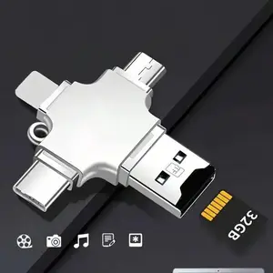 4-In-1 USB 2.0 TF Card Reader With Type-C OTG Adapter - Versatile Removable Storage Device For Smartphones, Tablets And Computers - Compatible With SD/SDHC/SDXC/Micro SD Cards