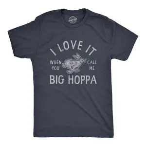 Mens I Love It When You Call Me Big Hoppa T Shirt Funny Easter Sunday Bunny Rabbit Tee for Guys Mens Funny T Shirts Cool Vintage Fashion T-Shirt Gift Classic Menswear Easter Apparel for Men Funny Animal Short Navy