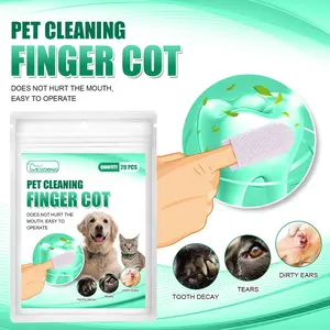 20pcs Pet Disposable Cleaning Wipes Dog Teeth Cleaning Finger Wipes Cat Ear and Eye Beauty Wipes Cat Hygiene and Beauty Products