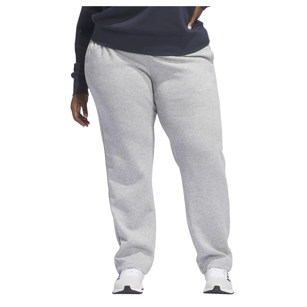 adidas Womens Essentials Small Logo Feel Cozy Open Hem Joggers Plus Size Casual - Grey