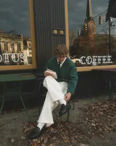 Ivory Wide Leg Pleated Pants