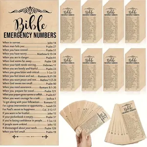 50 Bible Emergency Number Bookmarks, Christian Gift Religious Scripture Bookmarks, Church Welcome Gifts, Sunday School Prizes, Book Accessories