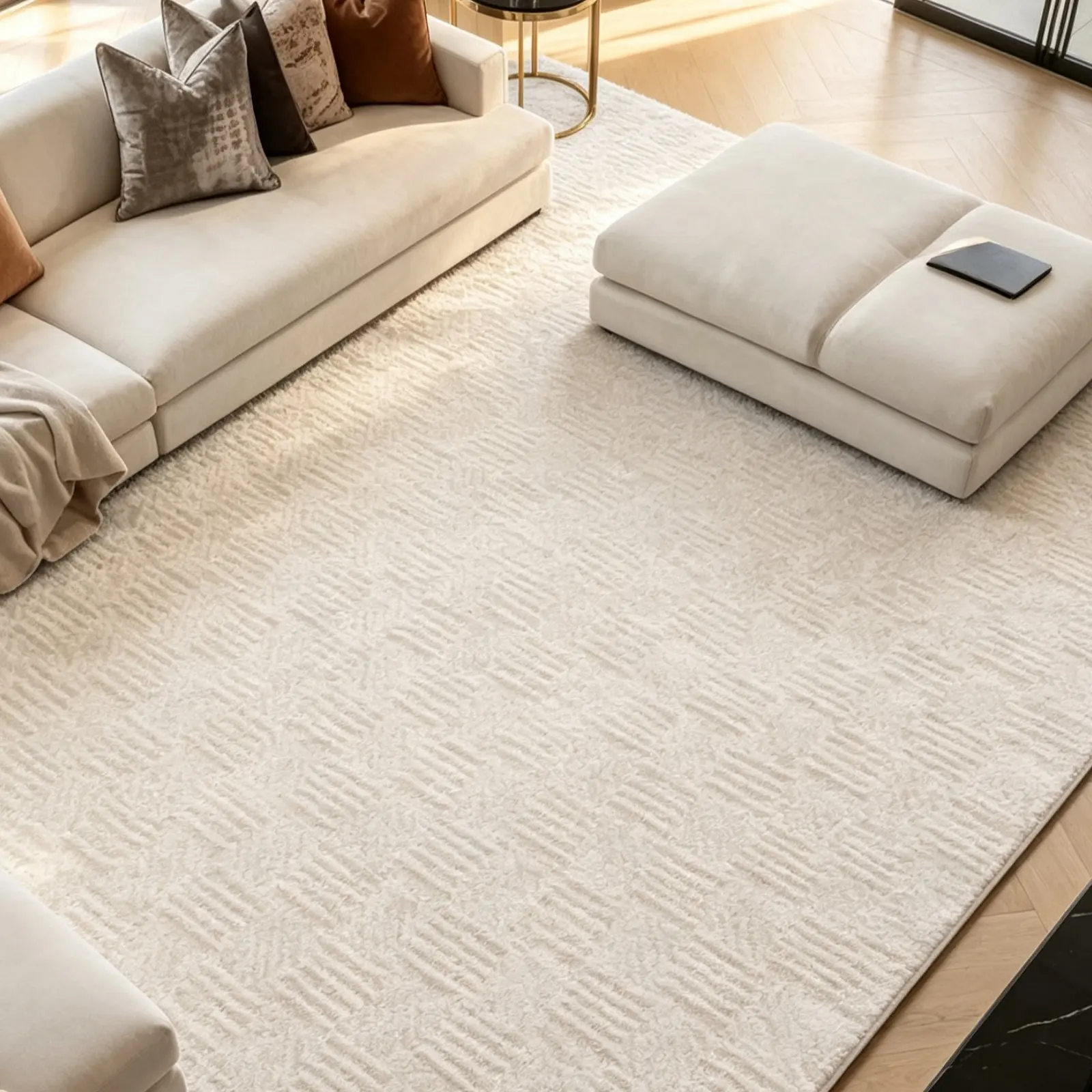 【Summer Sales Deals】White Minimalist Decor Area Rug - Stain-Resistant, Non-Slip, Machine-Washable Carpet for Bedroom, Living Room