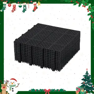 YYDS 12 x 12 Inch Black Interlocking Deck Tiles Plastic Waterproof Outdoor All Weather Anti-slip Bathroom Shower Balcony Porch Strong Weight Capacity Upto 6613 LBS, Rosette Pattern Pack of 12