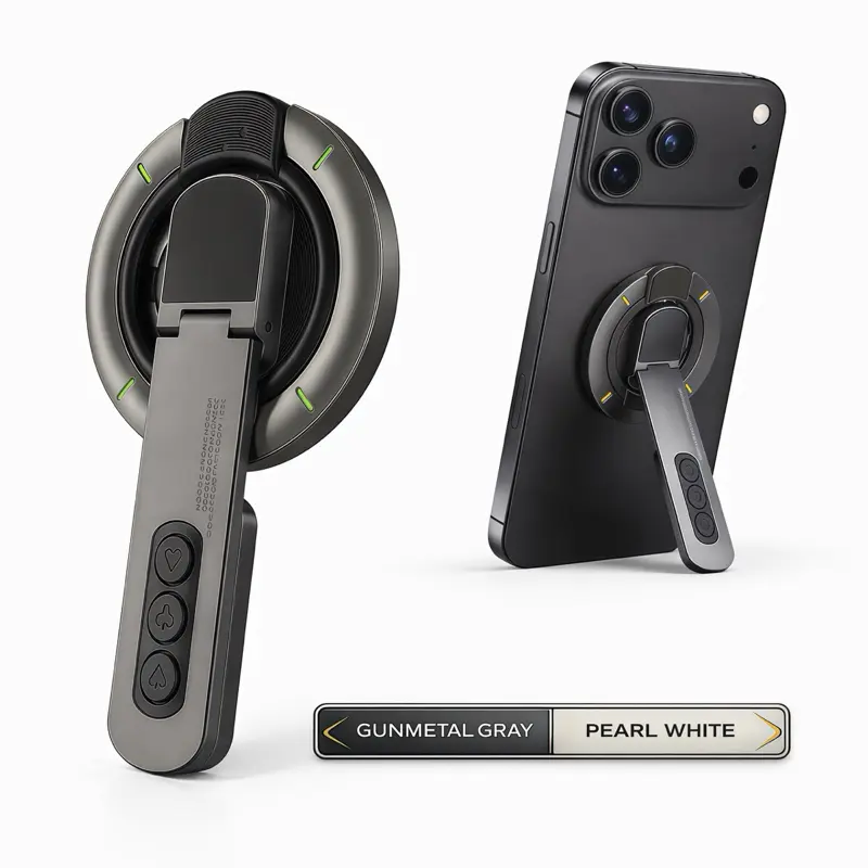 MagSafe Magnetic Ring Phone Grip & Kickstand, Dual-Sided Magnetic Phone Stand with 360° Rotation and Stress-Relief Click for iPhone 17/16/15/14/13/12 & Android