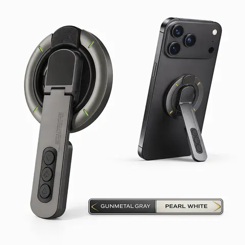 MagSafe Magnetic Ring Phone Grip & Kickstand, Dual-Sided Magnetic Phone Stand with 360° Rotation and Stress-Relief Click for iPhone 17/16/15/14/13/12 & Android Smartphone Cellphone