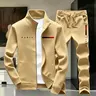 Men's Streetwear Tracksuit 2-Piece Set with PARIS Letter Print, Zip-Up Jacket and Jogger Pants tiktokshopspringglowup Menswear