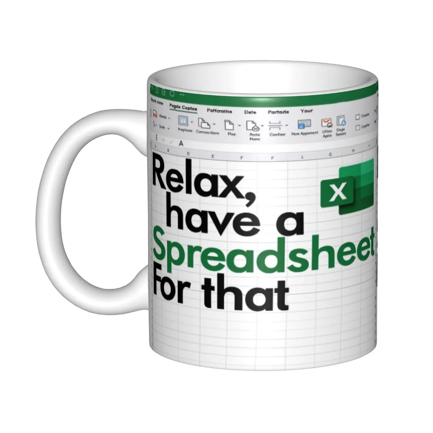 Funny Accountant mug, Excel spreadsheet design, suitable for accounting humor and office gifts, unique desk accessory for secretaries, capacity 11 ounces, Funny Coffee Mug