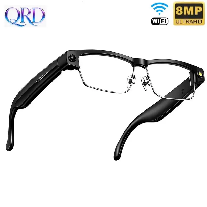 Smart Glasses with Camera and Bluetooth-compatible, 8mp 4K HD Video Recording, Anti-Shake, 32GB Storage, WiFi, Ai Voice Assistant, Music Device, Multifunctional Smart Glasses, Wearable Tech Glasses, Electronic Gadgets