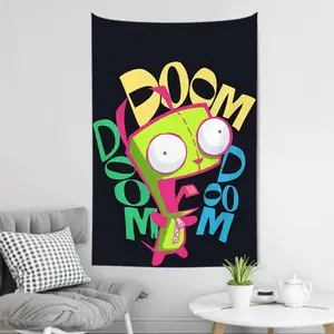 60in x 40in  home decor banner Anime I-Invader ZIM Tapestry Room Decor Wall Cloth Party Hanging Background Room Decor Baby Room funny hanging poster fan bedroom living room gift