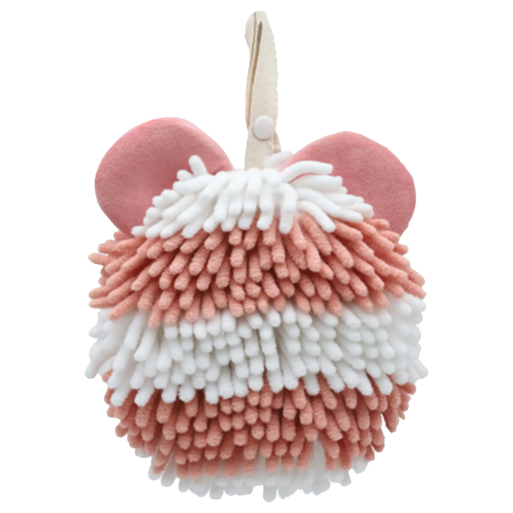 REGALWOVEN 1pc Fuzzy Ball Hand Towels for Bathroom, Soft Absorbent Chenille Hand Towel, Cute Bear Shape Decorative Hand Drying Hanging Ball Towels 7" x 7"