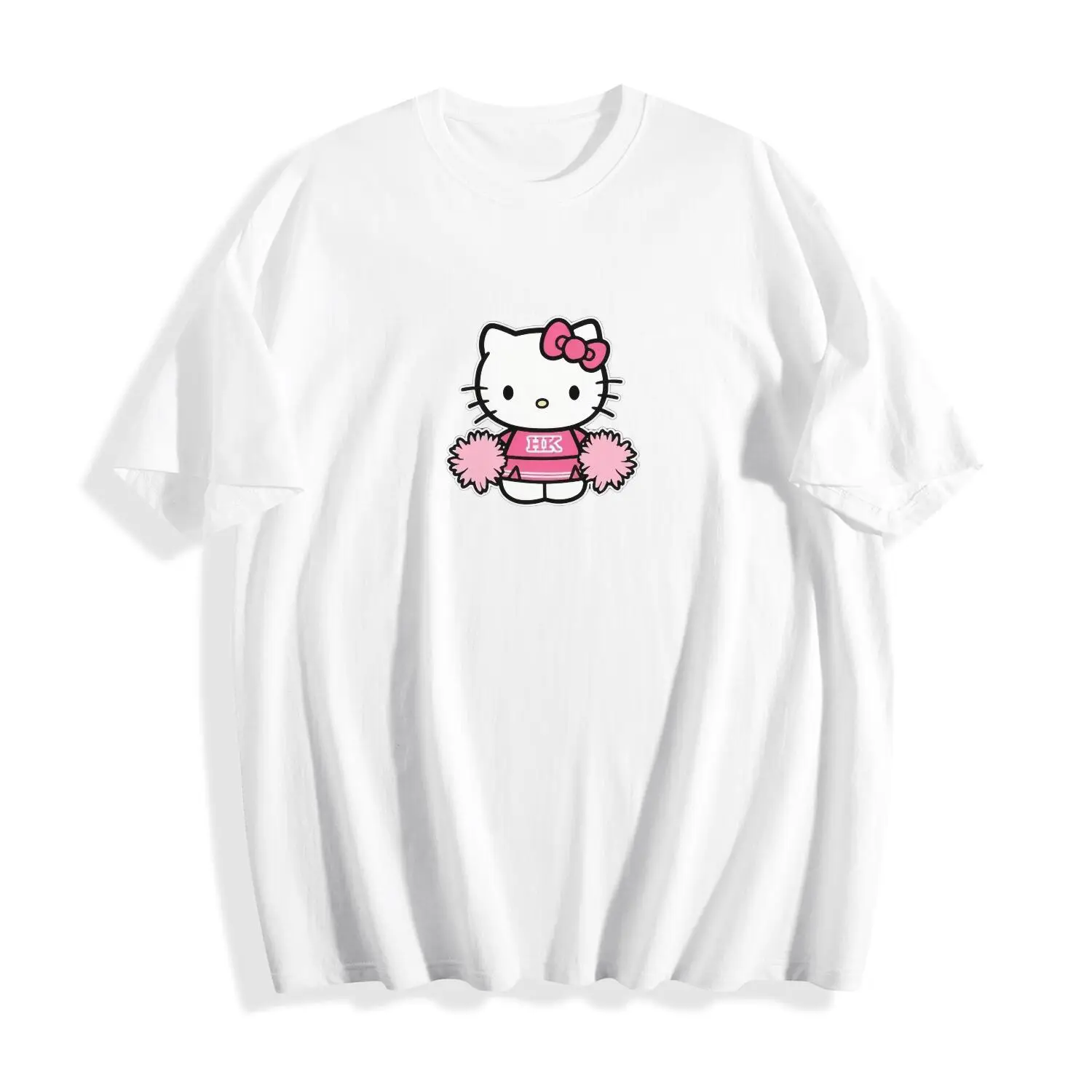 【FaddishDeal】 Hello Kitty Women's short sleeve, round neck casual top, all-match, Hello Kitty, loose