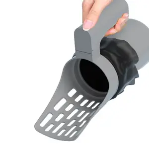 Integrated cat litter scoop with 4 rolls of garbage bags, built-in garbage bin and automatic garbage bag dispenser - complete in 2 seconds, say goodbye to dirtiness!